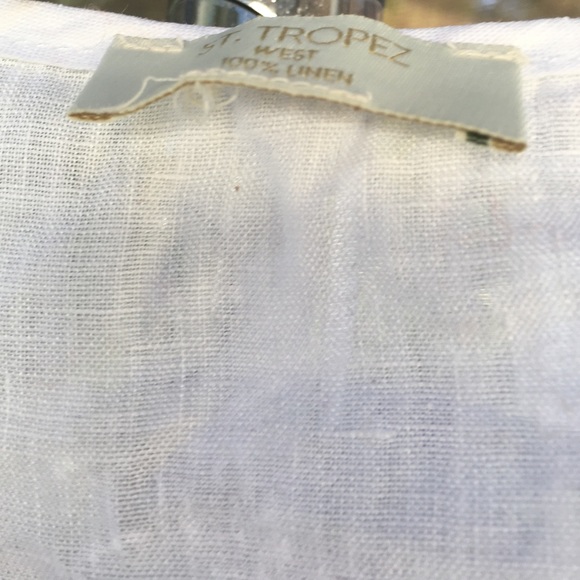 100% Linen Quarter Sleeve White Top- Leather String Neck - Picture 5 of 10